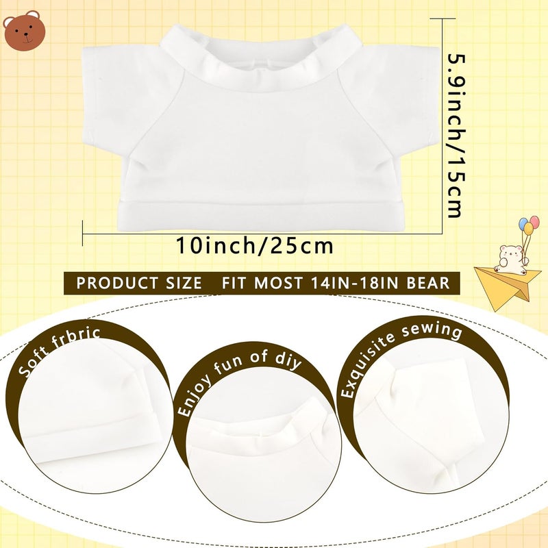 Swakuta 15 Pcs Sublimation Blank Bear Clothes White T Shirt Bulk Stuffed Bear Toy White Shirts Tee Shirt Doll T Shirts Blank Tee Shirt for 15 Inch Stuffed Bears Dolls DIY - Image 2